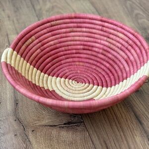 Pink/ Cream Woven Bowl